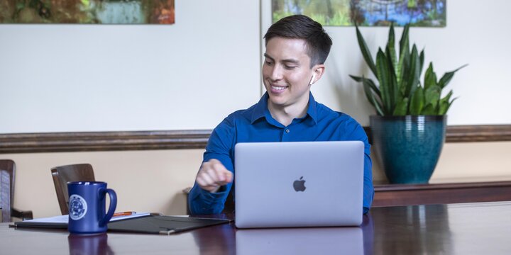Student working at a computer